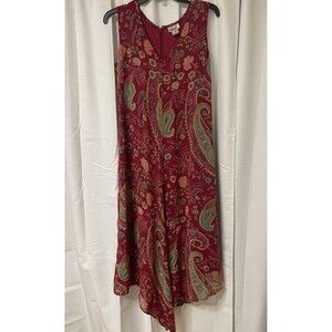 Vintage American Angel Dress Womens 10 Red Floral Maxi Sleeveless 90s Y2K